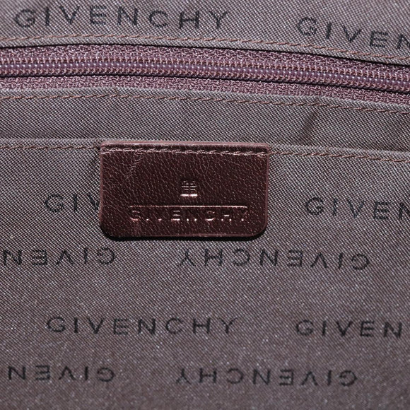 GIVENCHY Tote Bag Leather Brown Gold Auth hk4264
