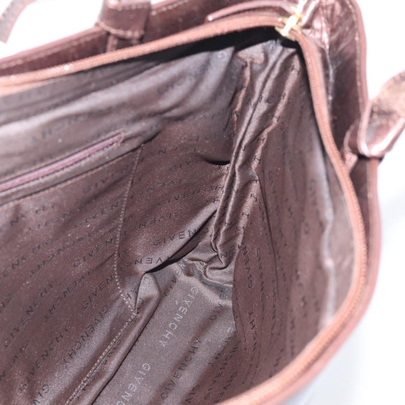 GIVENCHY Tote Bag Leather Brown Gold Auth hk4264