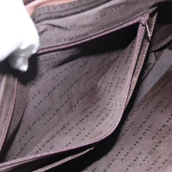 GIVENCHY Tote Bag Leather Brown Gold Auth hk4264
