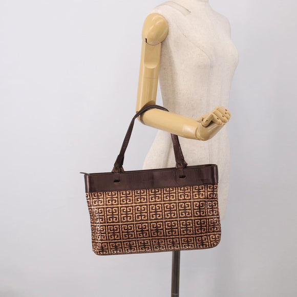 GIVENCHY Tote Bag Leather Brown Gold Auth hk4264