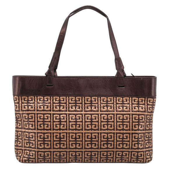 GIVENCHY Tote Bag Leather Brown Gold Auth hk4264