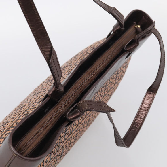 GIVENCHY Tote Bag Leather Brown Gold Auth hk4264