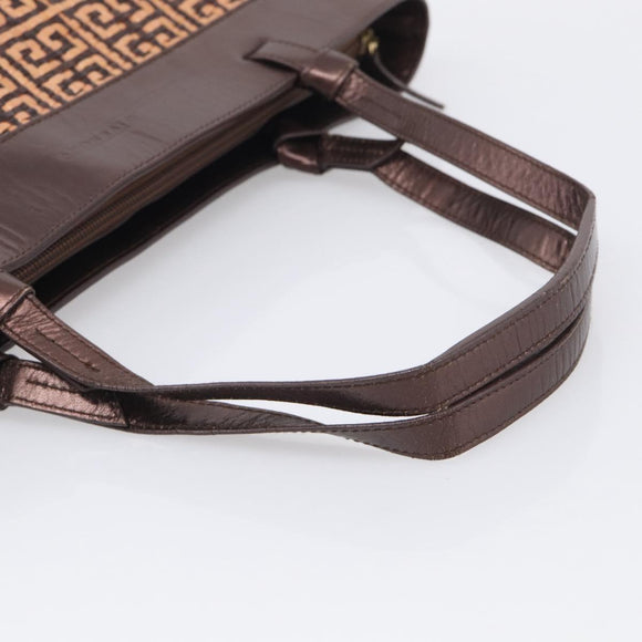 GIVENCHY Tote Bag Leather Brown Gold Auth hk4264
