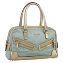 GUCCI GG Canvas Hand Bag Light Blue Gold 000 0852 Auth hk4266-1
