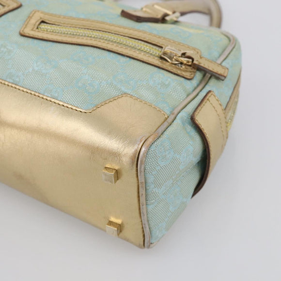 GUCCI GG Canvas Hand Bag Light Blue Gold 000 0852 Auth hk4266