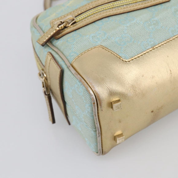 GUCCI GG Canvas Hand Bag Light Blue Gold 000 0852 Auth hk4266