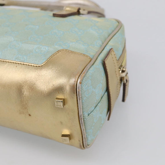 GUCCI GG Canvas Hand Bag Light Blue Gold 000 0852 Auth hk4266