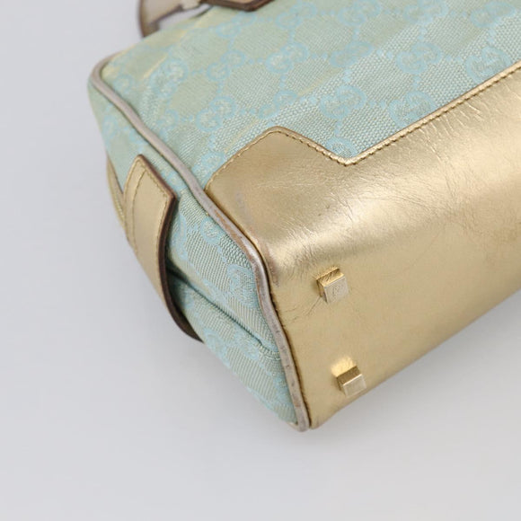 GUCCI GG Canvas Hand Bag Light Blue Gold 000 0852 Auth hk4266
