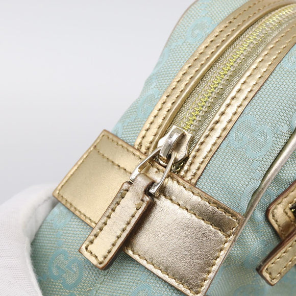 GUCCI GG Canvas Hand Bag Light Blue Gold 000 0852 Auth hk4266