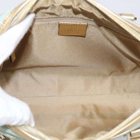 GUCCI GG Canvas Hand Bag Light Blue Gold 000 0852 Auth hk4266