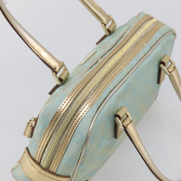 GUCCI GG Canvas Hand Bag Light Blue Gold 000 0852 Auth hk4266
