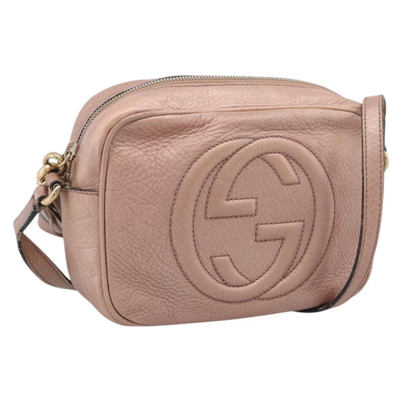 GUCCI Shoulder Bag Leather Pink Gold 308364 Auth hk4267