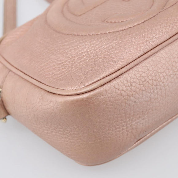 GUCCI Shoulder Bag Leather Pink Gold 308364 Auth hk4267