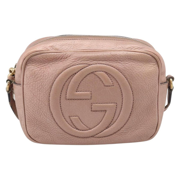 GUCCI Shoulder Bag Leather Pink Gold 308364 Auth hk4267