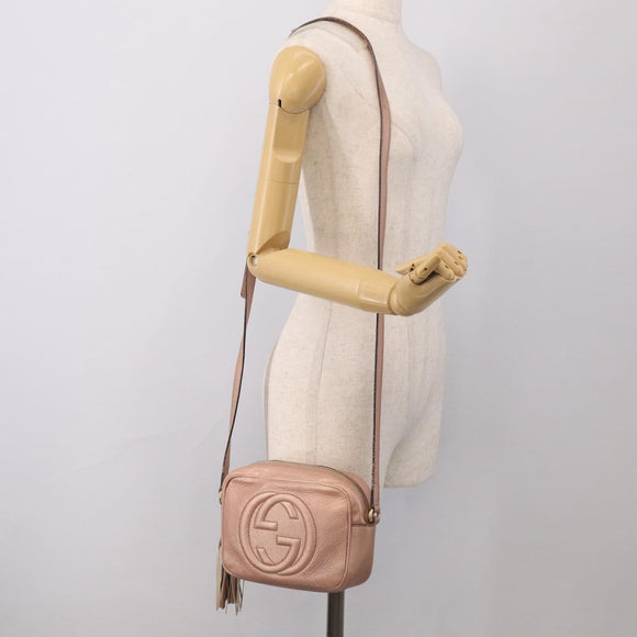 GUCCI Shoulder Bag Leather Pink Gold 308364 Auth hk4267