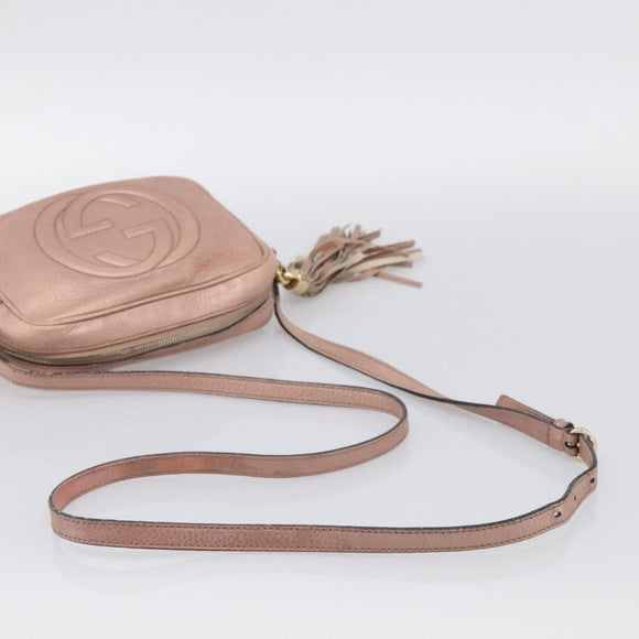 GUCCI Shoulder Bag Leather Pink Gold 308364 Auth hk4267