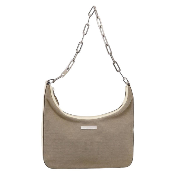 GUCCI Chain Shoulder Bag Canvas Beige Silver 001 3873 Auth hk4268