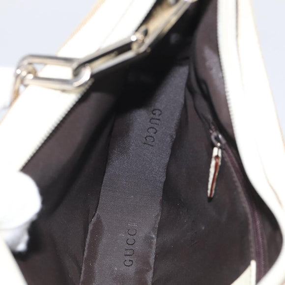GUCCI Chain Shoulder Bag Canvas Beige Silver 001 3873 Auth hk4268