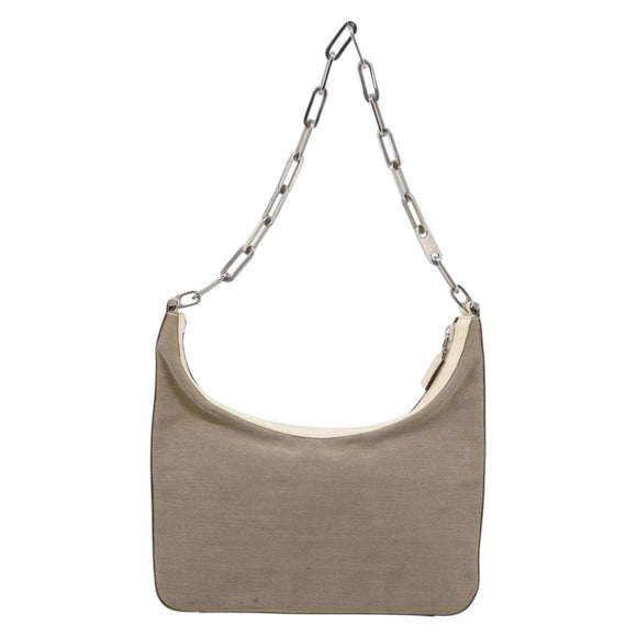 GUCCI Chain Shoulder Bag Canvas Beige Silver 001 3873 Auth hk4268