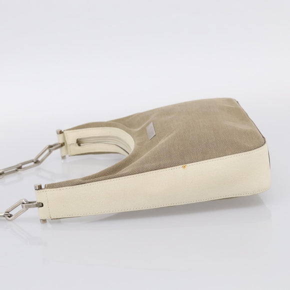 GUCCI Chain Shoulder Bag Canvas Beige Silver 001 3873 Auth hk4268