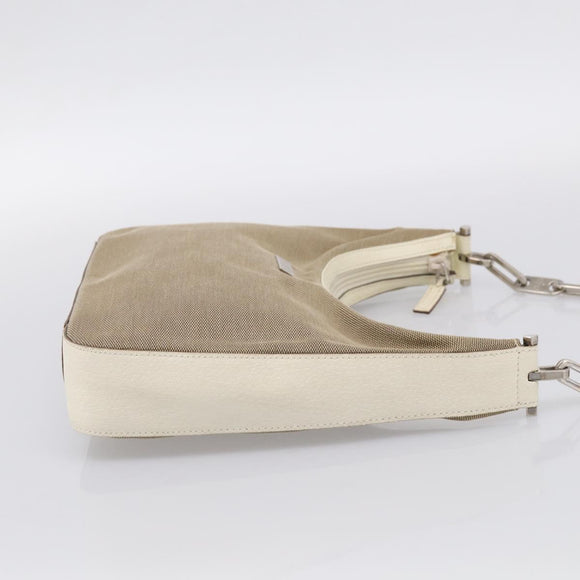 GUCCI Chain Shoulder Bag Canvas Beige Silver 001 3873 Auth hk4268