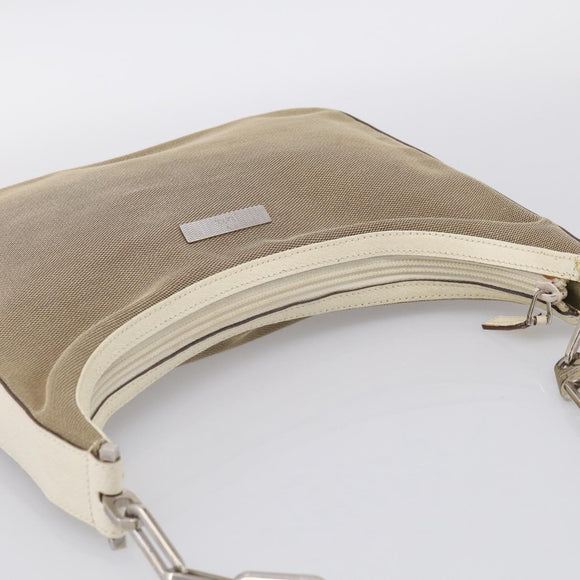 GUCCI Chain Shoulder Bag Canvas Beige Silver 001 3873 Auth hk4268
