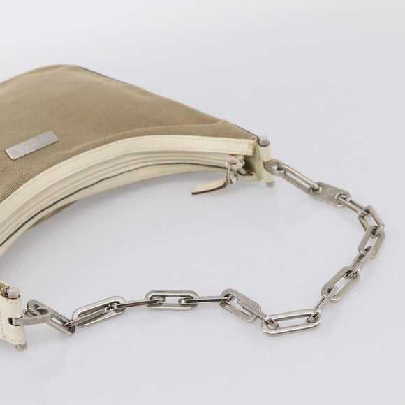 GUCCI Chain Shoulder Bag Canvas Beige Silver 001 3873 Auth hk4268