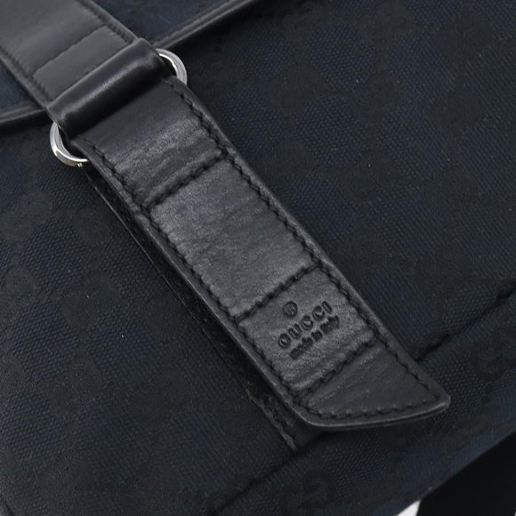 GUCCI GG Canvas Shoulder Bag Black Silver 145859 Auth hk4269A