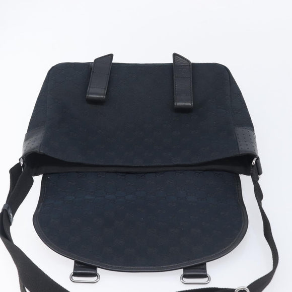 GUCCI GG Canvas Shoulder Bag Black Silver 145859 Auth hk4269A