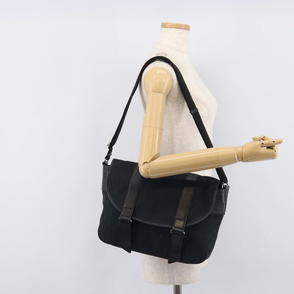GUCCI GG Canvas Shoulder Bag Black Silver 145859 Auth hk4269A