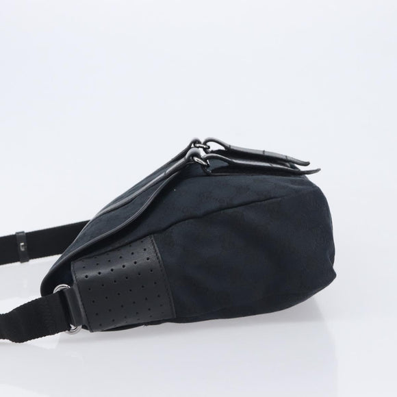 GUCCI GG Canvas Shoulder Bag Black Silver 145859 Auth hk4269A