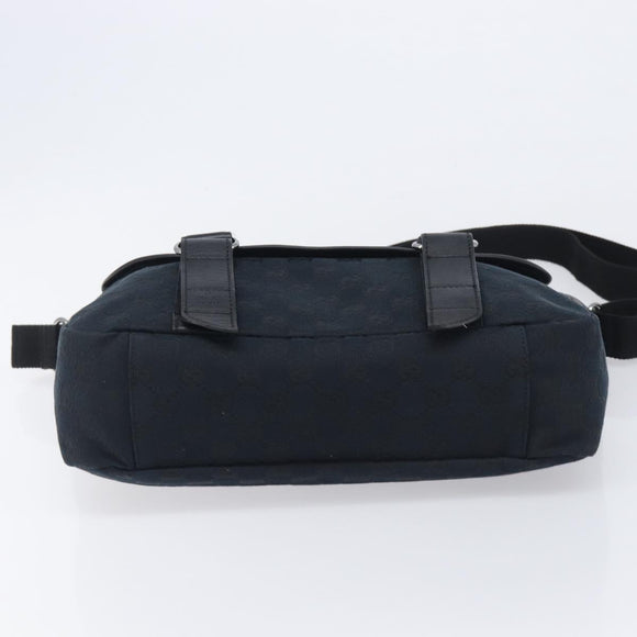GUCCI GG Canvas Shoulder Bag Black Silver 145859 Auth hk4269A