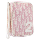 Christian Dior Trotter Canvas Pouch PVC Pink Silver Auth hk4287-1