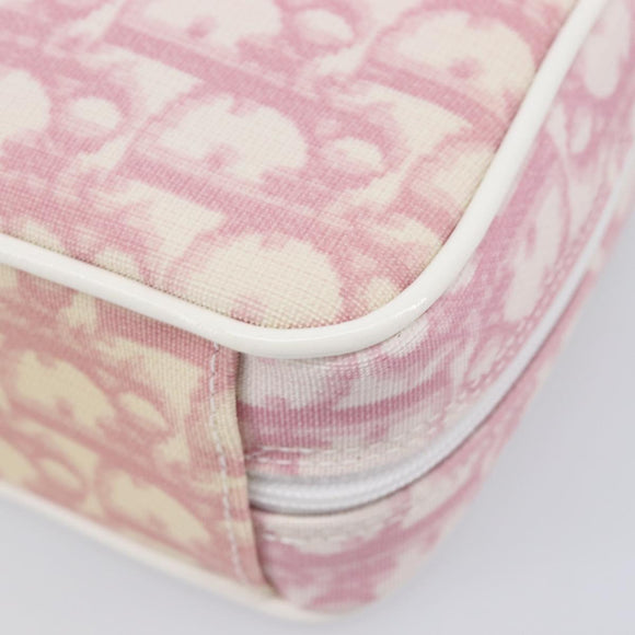 Christian Dior Trotter Canvas Pouch PVC Pink Silver Auth hk4287