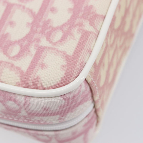 Christian Dior Trotter Canvas Pouch PVC Pink Silver Auth hk4287