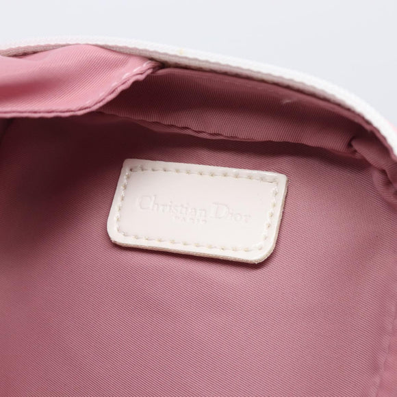 Christian Dior Trotter Canvas Pouch PVC Pink Silver Auth hk4287