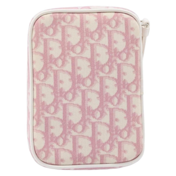 Christian Dior Trotter Canvas Pouch PVC Pink Silver Auth hk4287