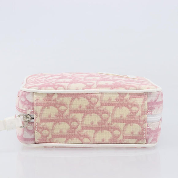 Christian Dior Trotter Canvas Pouch PVC Pink Silver Auth hk4287