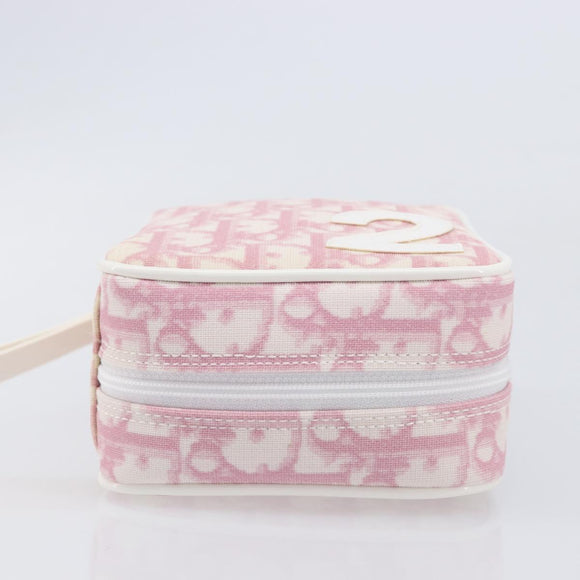 Christian Dior Trotter Canvas Pouch PVC Pink Silver Auth hk4287