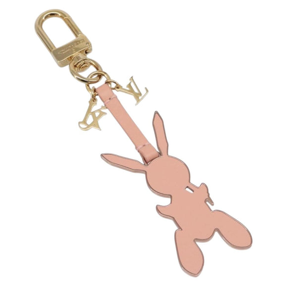 LOUIS VUITTON Rabbit Jeff Key Ring Metal Pink M62734 LV Auth hk4288V