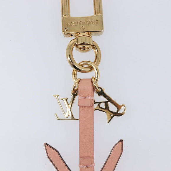 LOUIS VUITTON Rabbit Jeff Key Ring Metal Pink M62734 LV Auth hk4288V