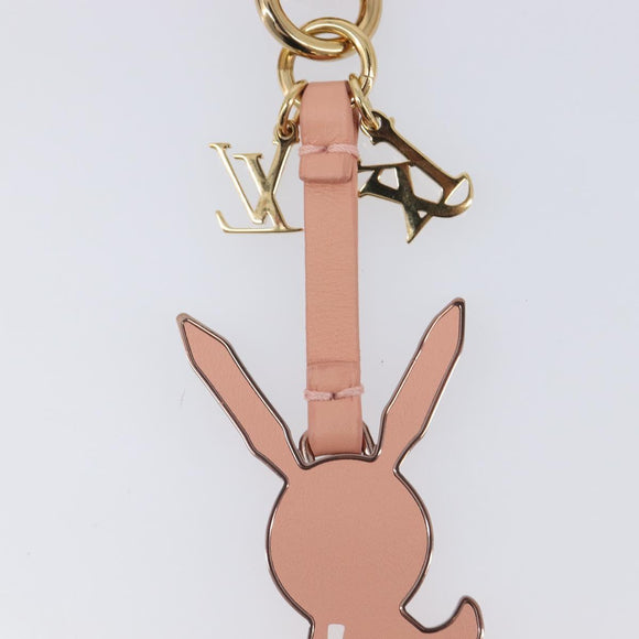 LOUIS VUITTON Rabbit Jeff Key Ring Metal Pink M62734 LV Auth hk4288V