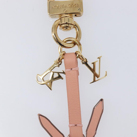 LOUIS VUITTON Rabbit Jeff Key Ring Metal Pink M62734 LV Auth hk4288V