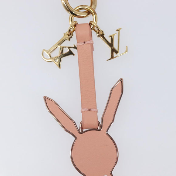 LOUIS VUITTON Rabbit Jeff Key Ring Metal Pink M62734 LV Auth hk4288V