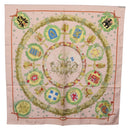 HERMES Carre 90 Scarf "Emblemes de Leurope" Silk Pink Auth hk4291-13