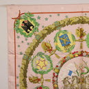 HERMES Carre 90 Scarf "Emblemes de Leurope" Silk Pink Auth hk4291-2