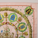 HERMES Carre 90 Scarf "Emblemes de Leurope" Silk Pink Auth hk4291-4