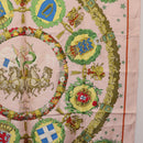 HERMES Carre 90 Scarf "Emblemes de Leurope" Silk Pink Auth hk4291-7