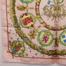 HERMES Carre 90 Scarf "Emblemes de Leurope" Silk Pink Auth hk4291-8