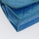 CHANEL Hand Bag Lamb Skin Blue CC Auth hk455SAV-14